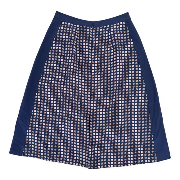 Madewell Silk Geo Printed Midi Skirt Navy Midi Front and Back Slit - Picture 3 of 9